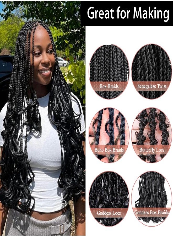 Yuriait French Curl Braiding Hair Natural Black 24 Inch Loose Wave Spiral Crochet Hair for Women Pre Stretched with Curly Ends for Box braids Boho Twist Bouncy Curls Extensions (24in, 4packs, 1b#) - Image 2