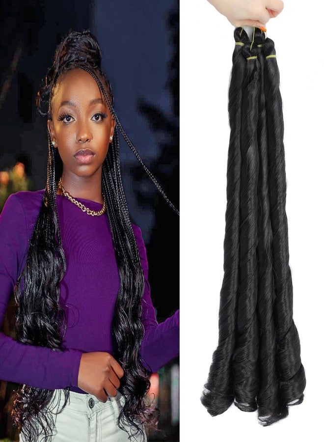 Yuriait French Curl Braiding Hair Natural Black 24 Inch Loose Wave Spiral Crochet Hair for Women Pre Stretched with Curly Ends for Box braids Boho Twist Bouncy Curls Extensions (24in, 4packs, 1b#) - Image 1
