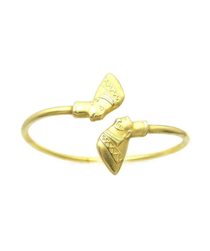 Fashion 21 Egyptian Pyramid, Queen Nefertiti, Fist Piece 100% Solid Brass Cuff Bangle Bracelet (Nefertiti/Medium) - Image 3