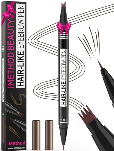 iMethod Microblading Eyebrow Pen  Eyebrow Pencil Magical 2in1 DualEnded Eye Brow Pencils for Women with 4ForkTip  Precise BrushTip Create Natural HairLike Brows Last AllDay Dark Brown