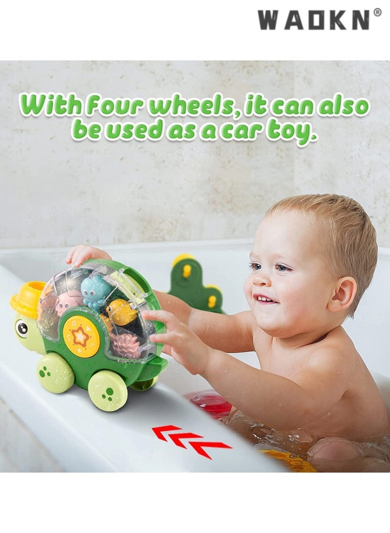 دبليو أيه أو كي أن أكثر من 18 شهرا من لعب الأطفال حمام ، 2-3 سنوات من العمر طفل السلاحف حمام لعبة ، لعبة المياه مع المياه عربة طفل من الذكور والإناث حوض الاستحمام ، والموسيقى ميزات و 3 أكواب شفط قوية ، ولعب اطفال السيارات - Image 5