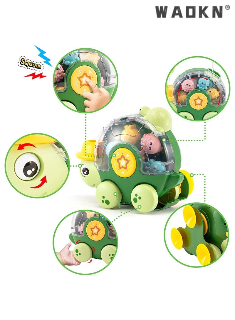 دبليو أيه أو كي أن أكثر من 18 شهرا من لعب الأطفال حمام ، 2-3 سنوات من العمر طفل السلاحف حمام لعبة ، لعبة المياه مع المياه عربة طفل من الذكور والإناث حوض الاستحمام ، والموسيقى ميزات و 3 أكواب شفط قوية ، ولعب اطفال السيارات - Image 4