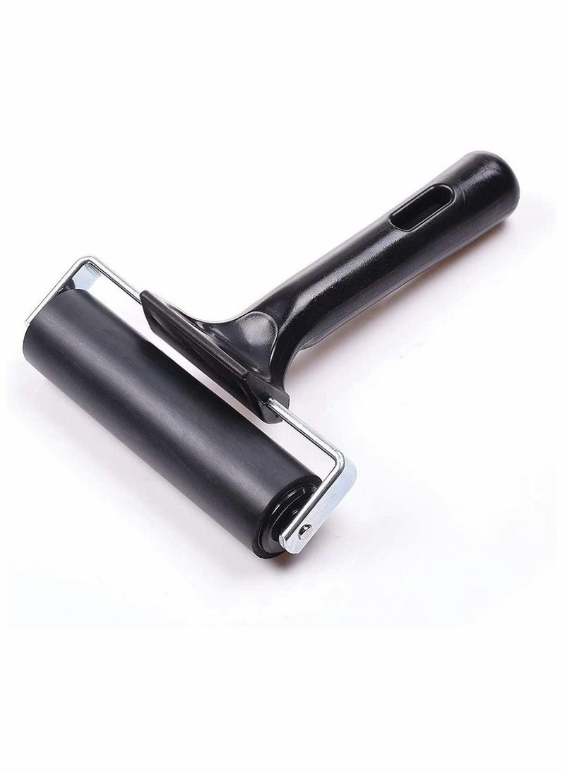 KASTWAVE Rubber Brayer Roller, Printing Ink Rubber Brayer Roller Paint Brush Black Ink Applicator Art Craft Oil Painting Tool for Printmaking Anti Skid Tape Construction  - Image 1