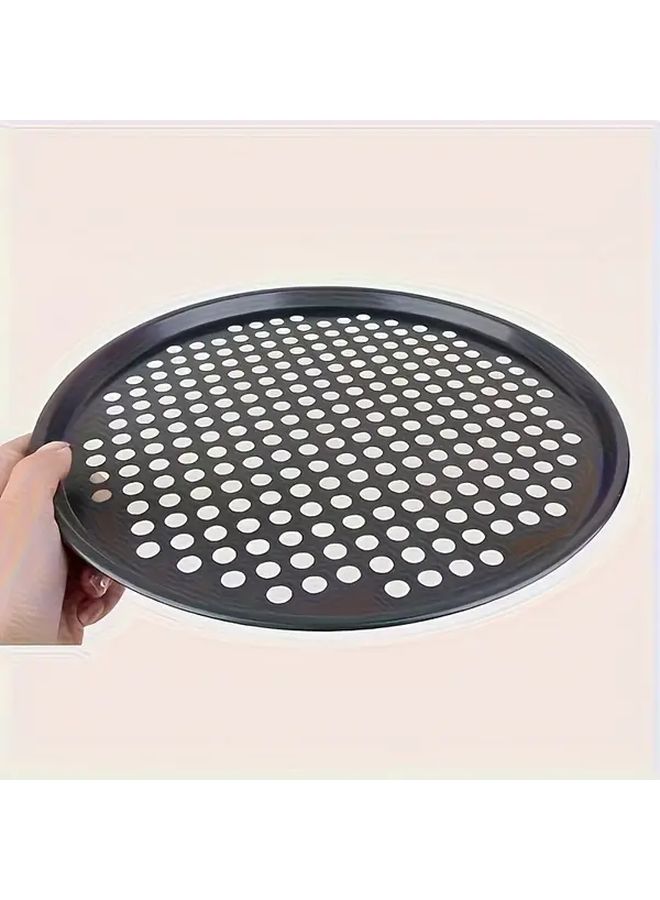 Commercial Grade Black Carbon Steel Pizza Baking Pan with Drain Holes for Oven BBQ - Image 5