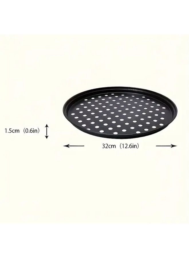 Commercial Grade Black Carbon Steel Pizza Baking Pan with Drain Holes for Oven BBQ - Image 3