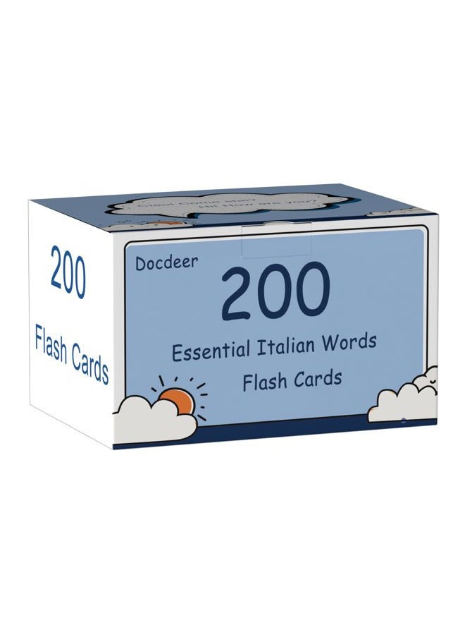 Docdeer 200 Essential Italian Words Vocabulary Flash Cards Flashcard for Beginners Adults | Learn Italian for Beginners Adult - Image 1