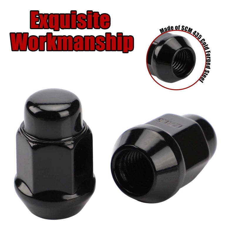 FLYCLE 12x1.5 Wheel Lug Nuts, 20PCS Black 12mmx1.5 Closed End Bulge Acorn Lug Nut, Cone Seat, 19mm Hex Aftermarket Wheels - Image 3