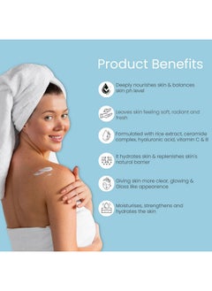 Glamveda Korean Glass Skin Rice & Ceramide Vitalizing Body Lotion For Skin Barrier Building Protecting & Nourishing All Skin Types 150 Ml  - Image 4