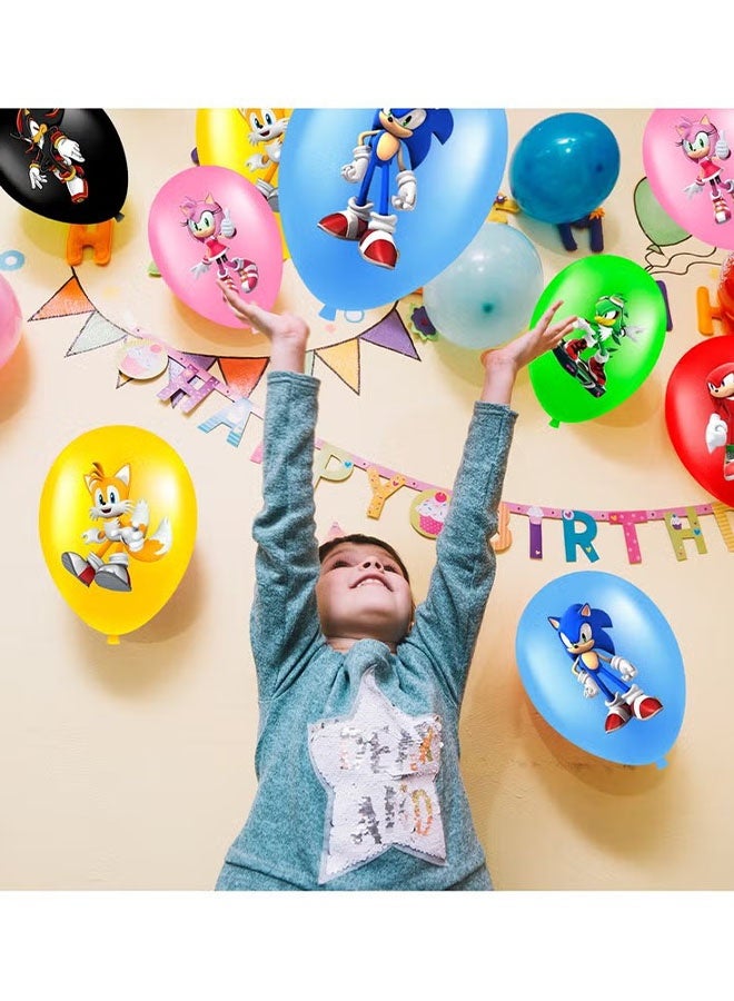 Sonic the Hedgehog balloons, pack of 20 Sonic birthday balloons, suitable for Sonic birthday party supplies, including 3 styles and patterns, perfect for Sonic party decorations and birthdays - Image 2