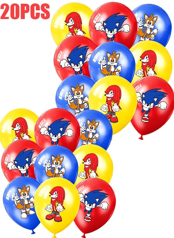Sonic the Hedgehog balloons, pack of 20 Sonic birthday balloons, suitable for Sonic birthday party supplies, including 3 styles and patterns, perfect for Sonic party decorations and birthdays - Image 1