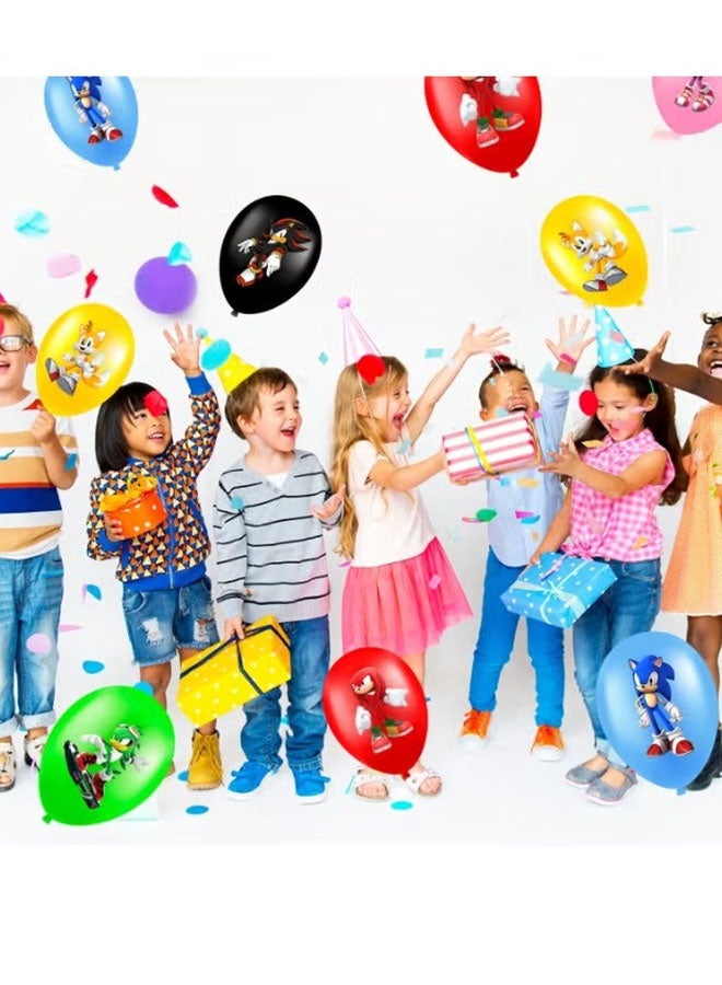 Sonic the Hedgehog balloons, pack of 20 Sonic birthday balloons, suitable for Sonic birthday party supplies, including 3 styles and patterns, perfect for Sonic party decorations and birthdays - Image 4