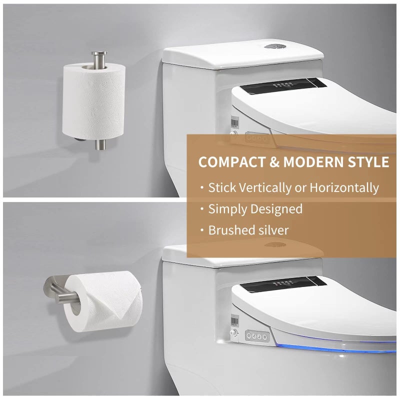 لايوكي حامل ورق التواليت Layuki مصنوع من جدار النيكل جدارًا تم ترقيته لفة ملصقات لاصق لا يوجد حمام حفر/RV/حمام SUS 304 مقاوم للصدأ مقاوم للصدأ (نيكل 1 قطعة) - Image 3