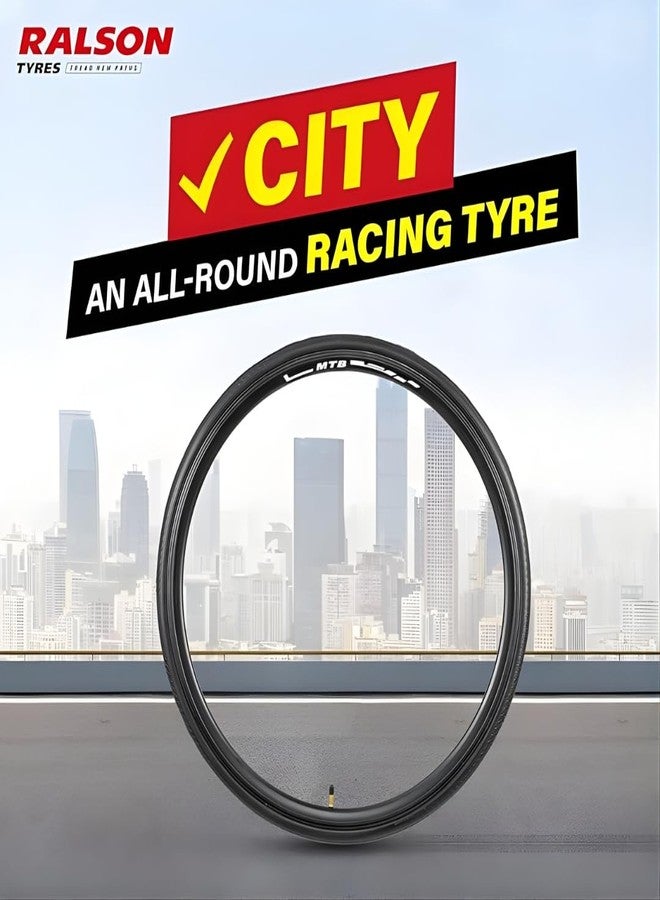 FCCRACING Ralson 700×28C Tyre | High-Performance Tyre for Road & Hybrid Bicycles | Tyre for Bicycle Size-700 * 28 - Image 4