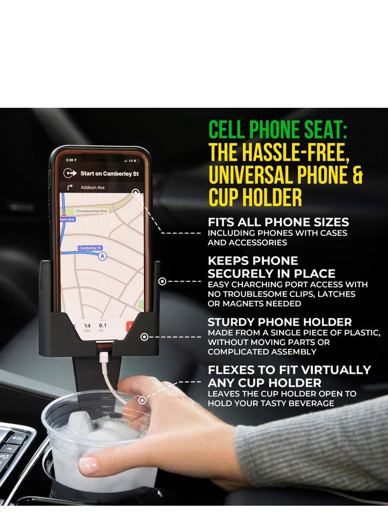 SYOSI Cell Phone Holder for Car Cup Holder, Phone Mount Design Doesn’t Block Cup Holder, Charging Ports, Vents, Fits All Phones, Black Color, Easy Installation, Cell Phone Seat(Black 2Pcs) - Image 4