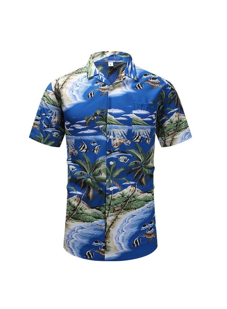 NIBEMINENT Summer Retro Printed Men's Short Sleeved Shirt  - Image 1