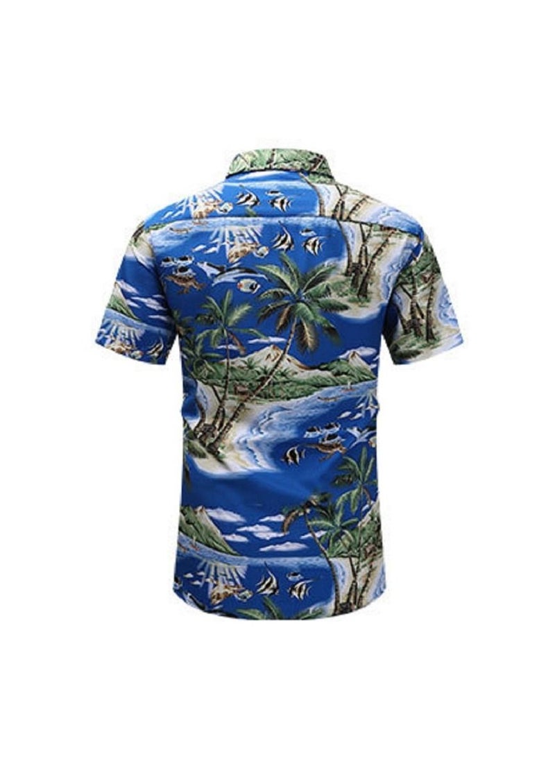 NIBEMINENT Summer Retro Printed Men's Short Sleeved Shirt  - Image 2