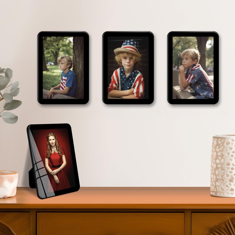 Bluesun Black 4x6 Picture Frames 3 Packs Real Glass frames  can be Horizontal and Vertical  Matted for wall and tabletop Decor (4x6 3 Pack  Black) - Image 4