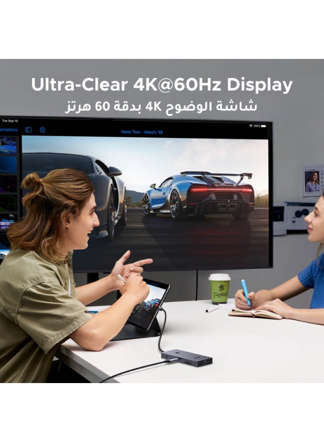 Ugreen USB C Hub 9-in-1 Type C to HDMI Splitter Docking Station with Screen On/Off Button 4k@60Hz HDMI+100W Fast Charging 2 USB C 10Gpbs+1 USB A 10Gpbs & USB A 5Gbps + 2 SD TF Card Reader +1000Mbps Ethernet - Image 4