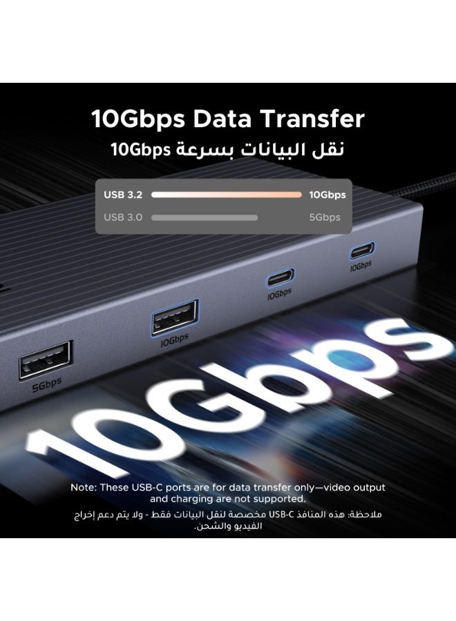 Ugreen USB C Hub 9-in-1 Type C to HDMI Splitter Docking Station with Screen On/Off Button 4k@60Hz HDMI+100W Fast Charging 2 USB C 10Gpbs+1 USB A 10Gpbs & USB A 5Gbps + 2 SD TF Card Reader +1000Mbps Ethernet - Image 3