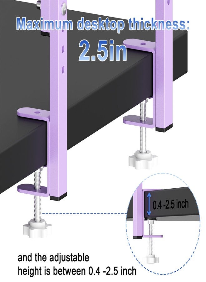 OUTIOE 2-Tier Desk Shelf, Expandable Under Desk Storage, Clamp on Desk Shelf, Desktop Accessories for Offices, Study Rooms, and Game Rooms (Purple) - Image 5