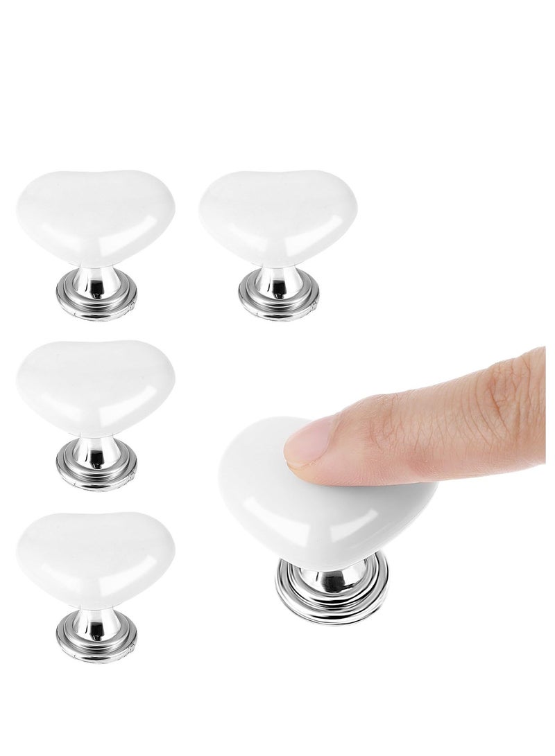 Toilet on Push Tool, 5 PCS Love Heart Shaped Toilet Tank on Helper, White Toilet Tank on Aid, Toilet Flush Press on for Women Manicures, Toilet Lid Tank Covers Drawer Knobs Decor - Image 1