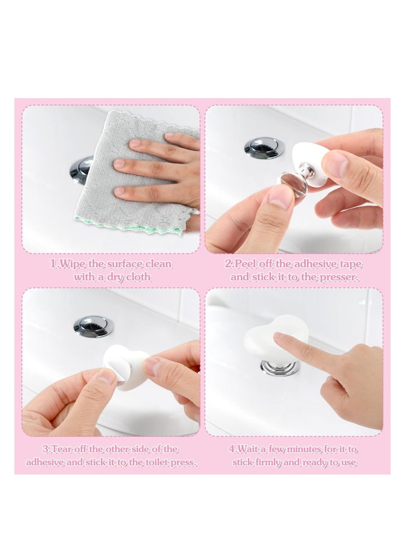 Toilet on Push Tool, 5 PCS Love Heart Shaped Toilet Tank on Helper, White Toilet Tank on Aid, Toilet Flush Press on for Women Manicures, Toilet Lid Tank Covers Drawer Knobs Decor - Image 5