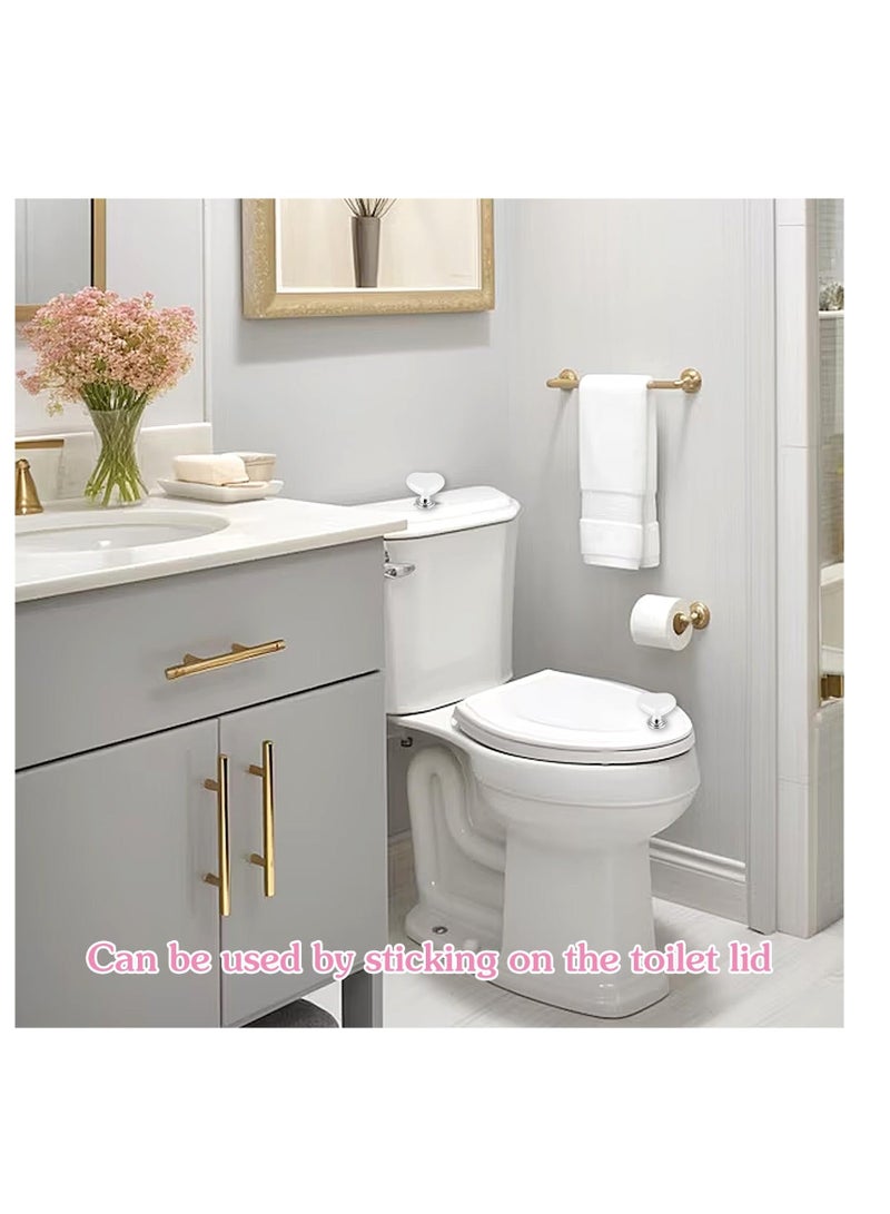 Toilet on Push Tool, 5 PCS Love Heart Shaped Toilet Tank on Helper, White Toilet Tank on Aid, Toilet Flush Press on for Women Manicures, Toilet Lid Tank Covers Drawer Knobs Decor - Image 3