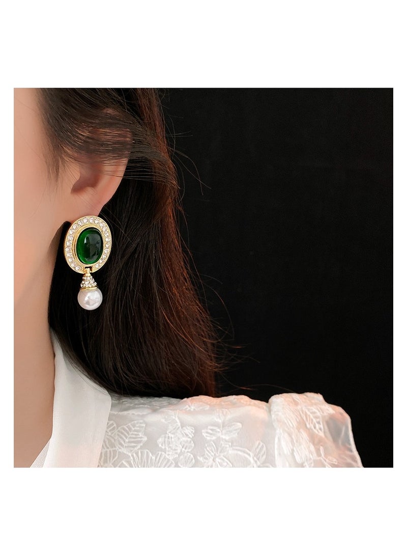 YOJO 925 Sterling Silver Vintage Resin imitation Pearl Oval Dangle Earrings with Zirconia Stone for Women and Girls Fashion, Comes with a Gift Box Everyday Jewelry  - Image 4