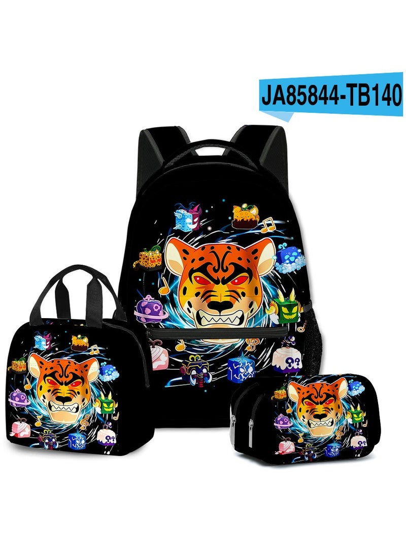 Blox Cartoon Backpack Three-piece Student School Bag 