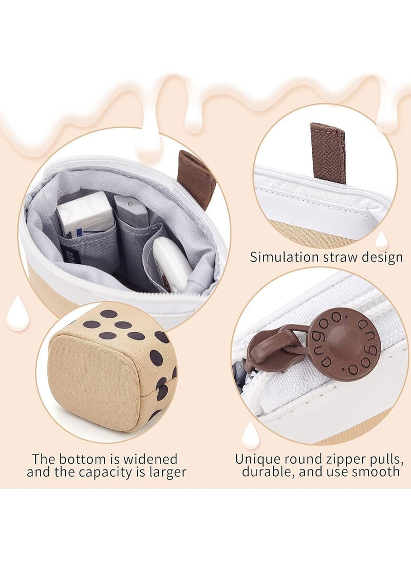 Loquat Brown Cute Vertical Telescopic Pop-Up Cosmetic Bag Pencil Case Office Storage Box Suitable For Girls Students Ladies Adults - Image 3