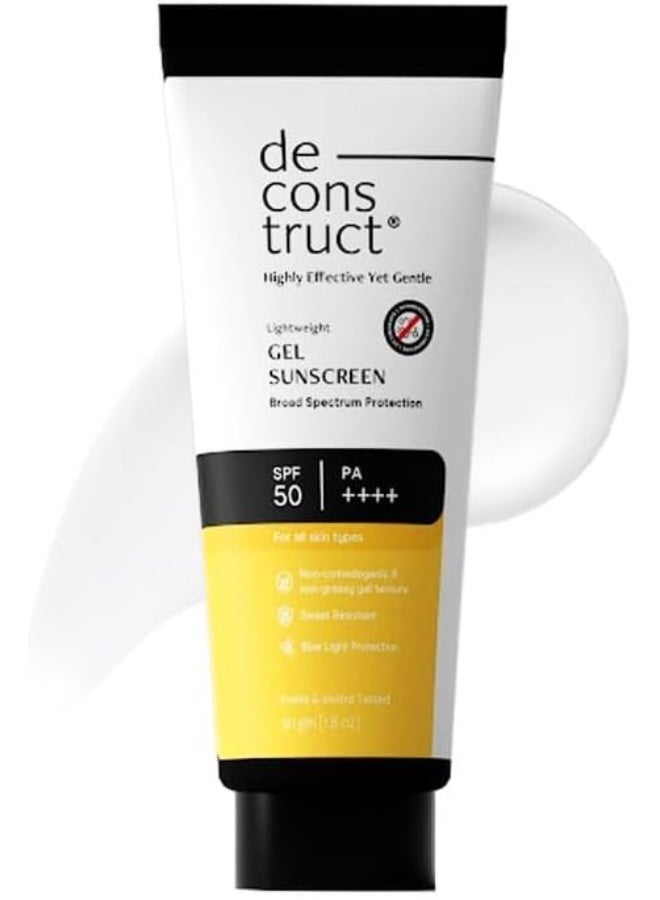 Face Gel Sunscreen SPF 50 + and PA+++ | Gel based sunscreen for oily combination skin, normal skin | Broad spectrum sunscreen, No White Cast, Lightweight - 50g