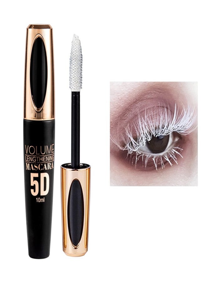 MIESCHER White Mascara for Eyelashes - Waterproof, Long Lasting, 5D Silk Fiber Lash Lengthening, Smudge-Proof, Curling, Defining, Volume Color Makeup for Stage Use - Image 1