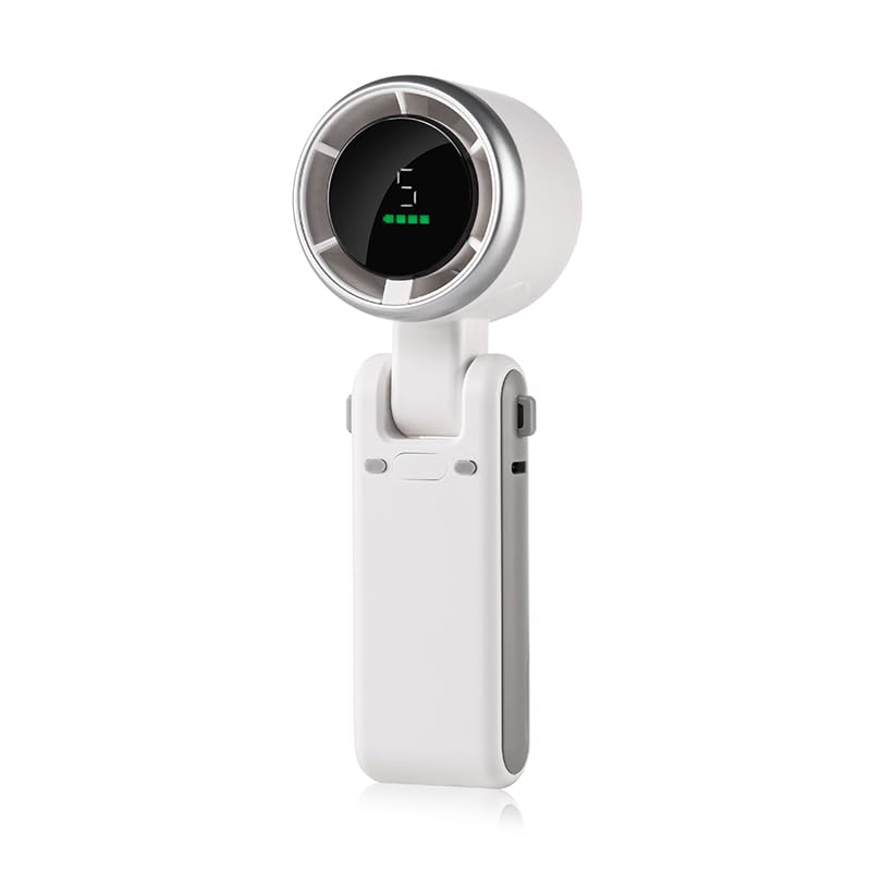 MERTTURM مروحة محمولة يدوية MERTTURM®، مروحة شخصية صغيرة قابلة للطي مع شاشة LED، 5 سرعات قابلة للتعديل، بطارية USB قابلة لإعادة الشحن 3600mAh، مروحة مكتبية قوية للتبريد بتقنية التوربو للسفر/الخارج/المنزل/المكتب - Image 4