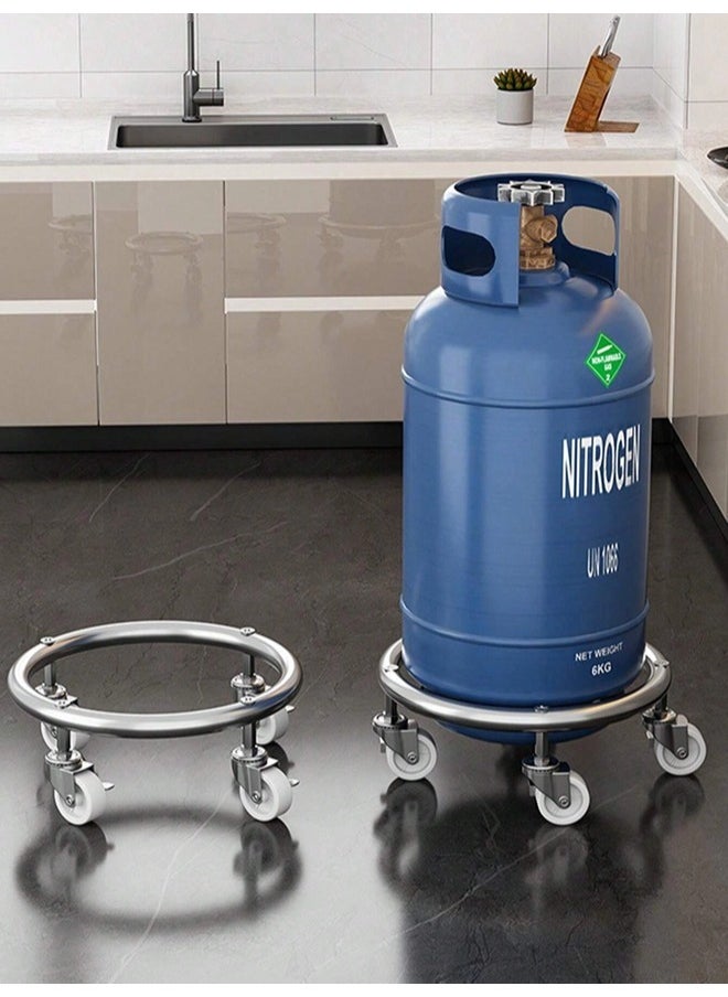 ShebSheb Sturdy metal gas cylinder base with brake wheels - suitable for universal installation of propane and butane cylinders  - Image 1