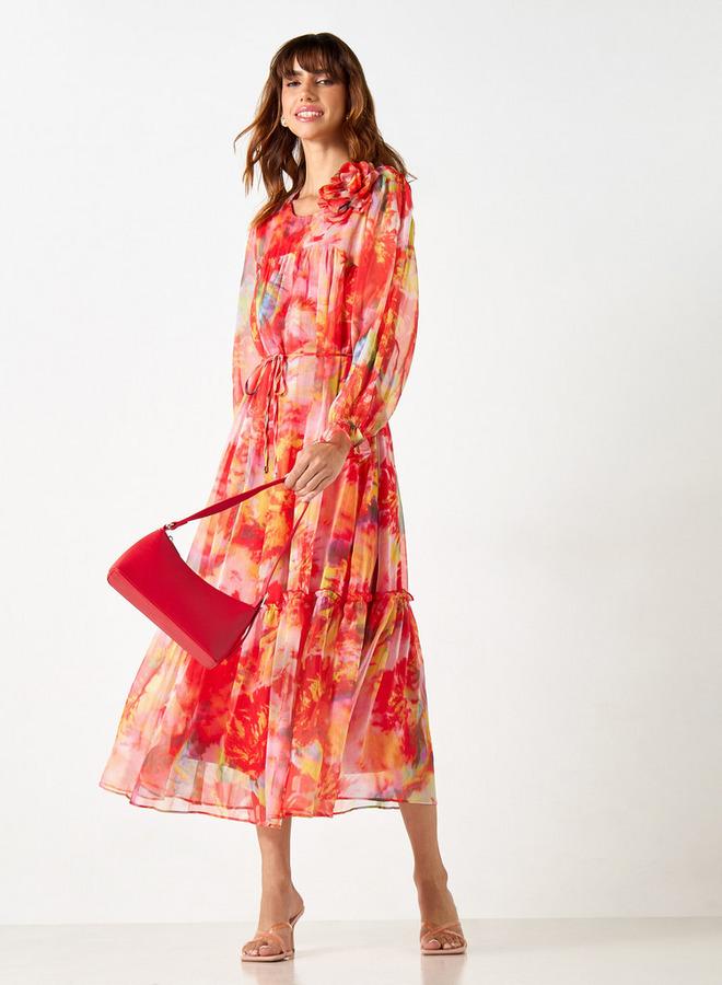 تواكستريمز فستان بحزام ربط وأكمام منفوخة وطبعات من تو إكستريمز - Image 2