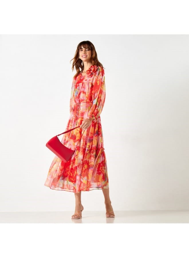 تواكستريمز فستان بحزام ربط وأكمام منفوخة وطبعات من تو إكستريمز - Image 4