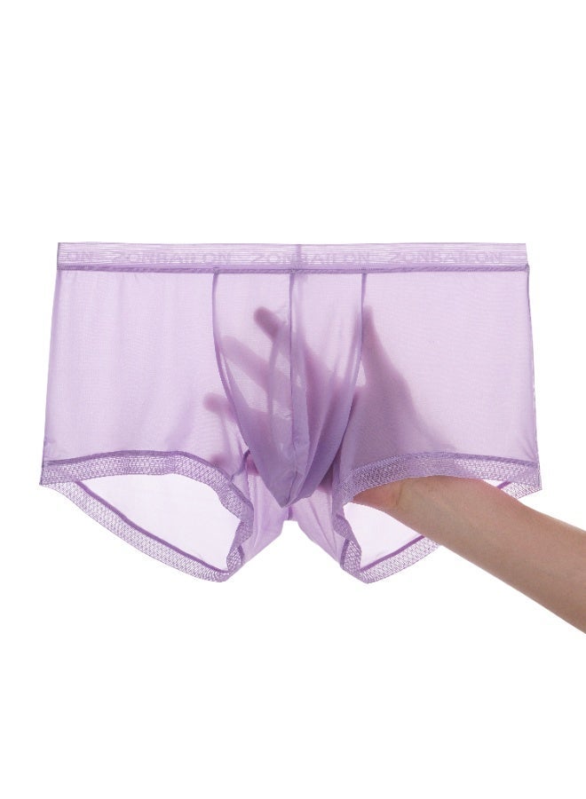 ZONBAILON Ultra Thin Ice Silk Men's Boxer Briefs, See-Through Breathable Mesh Waistband Underwear, 80% Nylon 20% Spandex Soft Stretch Male Shorts Sizes M-3XL - Image 2