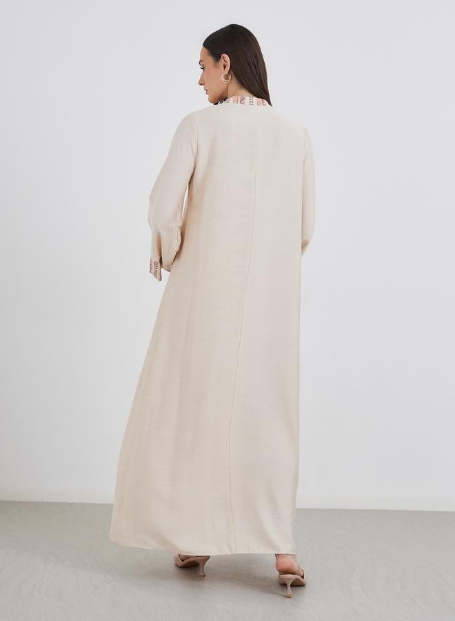 Styli Embroidered Jalabiya with Tassel Trim - Image 5