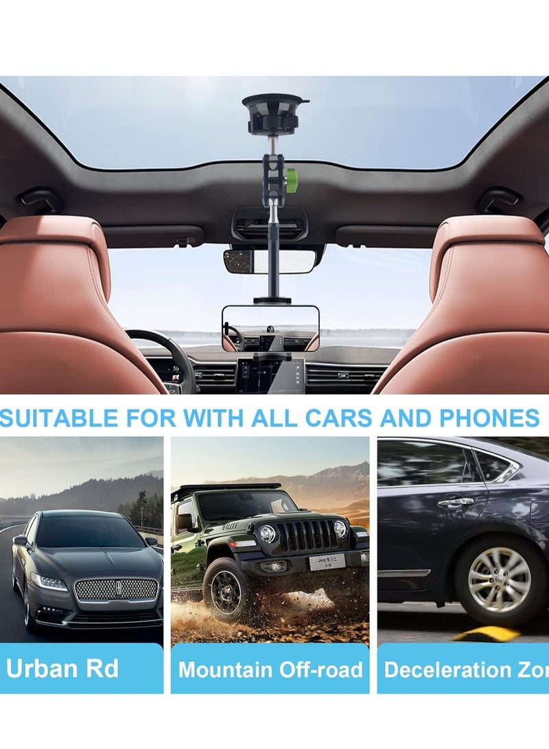 Car Phone Mount for Video Recording – Universal Magic Arm Suction Holder for Windshield, Dashboard & Vlog Shooting – Compatible with All Smartphones  - Image 4