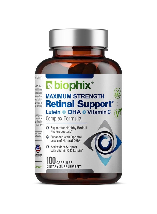 biophix Retinal Support Maximum Strength Complex Formula 100 Capsules - Zinc Vitamin C E Lutein DHA Omega-3 Astaxanthin Hyaluronic Acid - Supports Eye Vision Health - Image 1