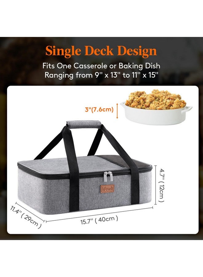 لايفويت حامل طاجن معزول من لايف ويت للأطعمة الساخنة والباردة، وحقيبة حمل أطباق الطاجن، وحامل لازانيا لحفلات الطعام المشترك/النزهات/الحفلات الخارجية، يناسب طبق خبز مقاس 9 × 13 بوصة، لون رمادي - Image 1