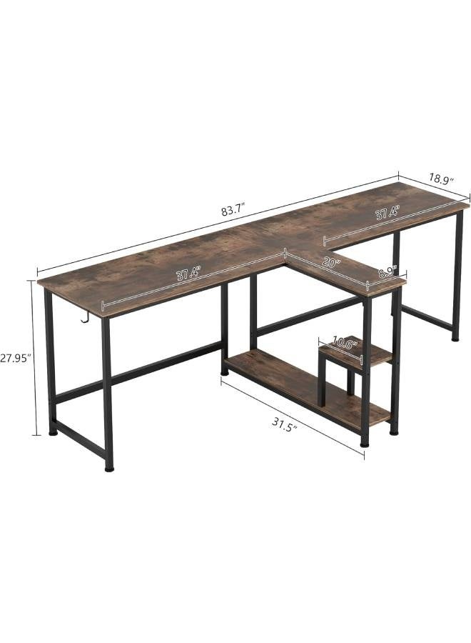 إن كي أكس طاولة كمبيوتر مع مكتب وأرفف تخزين - محطة عمل واسعة وعملية 213 سم - Image 3