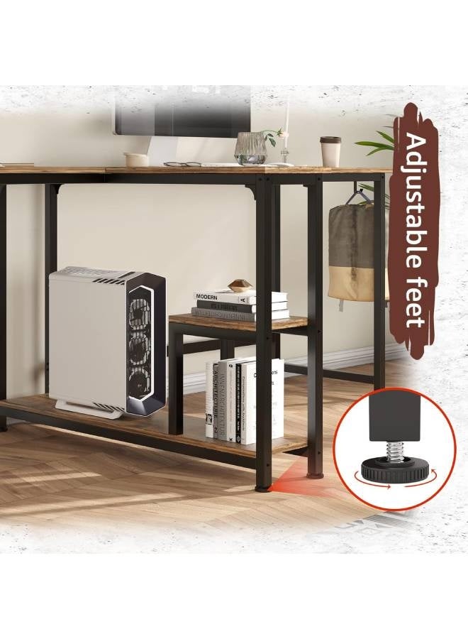 إن كي أكس طاولة كمبيوتر مع مكتب وأرفف تخزين - محطة عمل واسعة وعملية 213 سم - Image 5