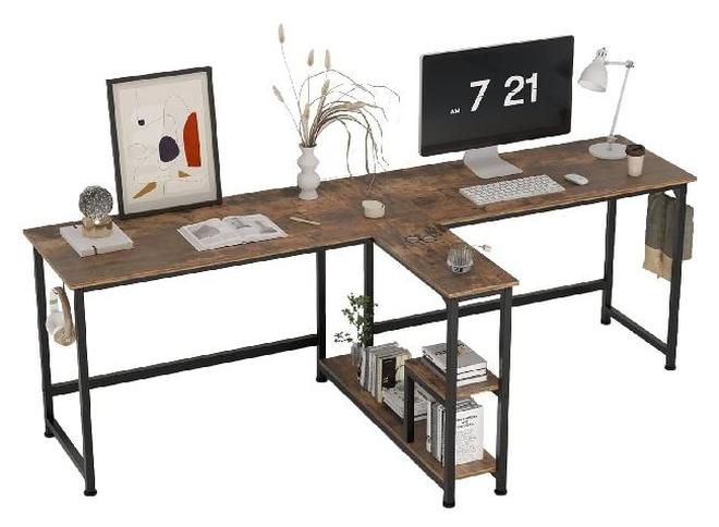 إن كي أكس طاولة كمبيوتر مع مكتب وأرفف تخزين - محطة عمل واسعة وعملية 213 سم - Image 1