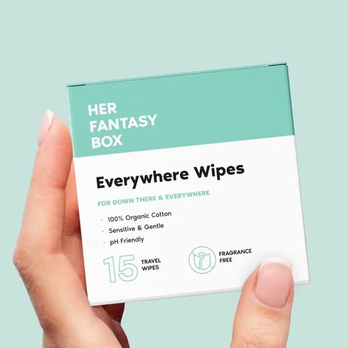 Her Fantasy Box Everywhere Wipes 100 Organic Cotton Gentle Refreshing pHBalanced FragranceFree PlantPowered for Body Face Intimate Areas Ideal for Sensitive Skin 1 Pack 15 Wipes - Image 2