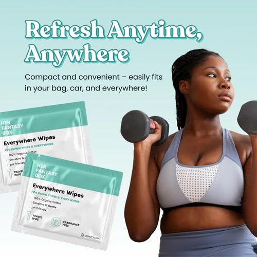 Her Fantasy Box Everywhere Wipes 100 Organic Cotton Gentle Refreshing pHBalanced FragranceFree PlantPowered for Body Face Intimate Areas Ideal for Sensitive Skin 1 Pack 15 Wipes - Image 4