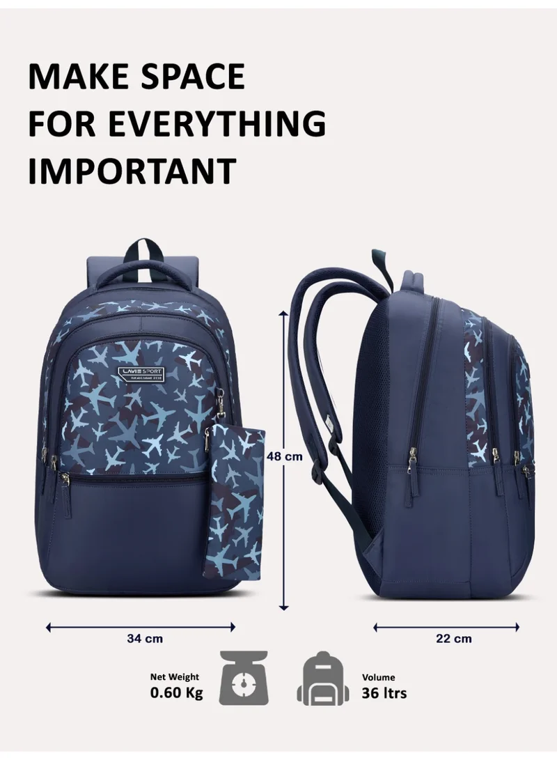 Lavie  Sport 36L Aerospace Backpack | 19 inches | Laptop Compatiable | Raincover | Pencil Pouch |(Navy)  | Best Price UAE