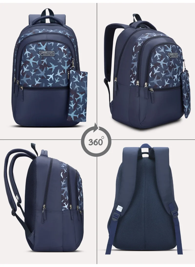 Lavie Sport 36L Aerospace Backpack | 19 inches | Laptop Compatiable | Raincover | Pencil Pouch |(Navy)