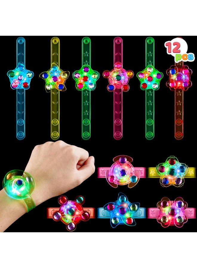 JOYIN 12 Pack LED Light Up Spinner Bracelets, Glow in The Dark Fidget Party Favors for Kids, Birthday Goodie Bags Stuffers, Treasure Box Toys for Classroom - Image 1