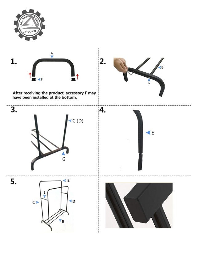 Clothes Organizer And Metal Stand Black 150x110x40cm - Image 4